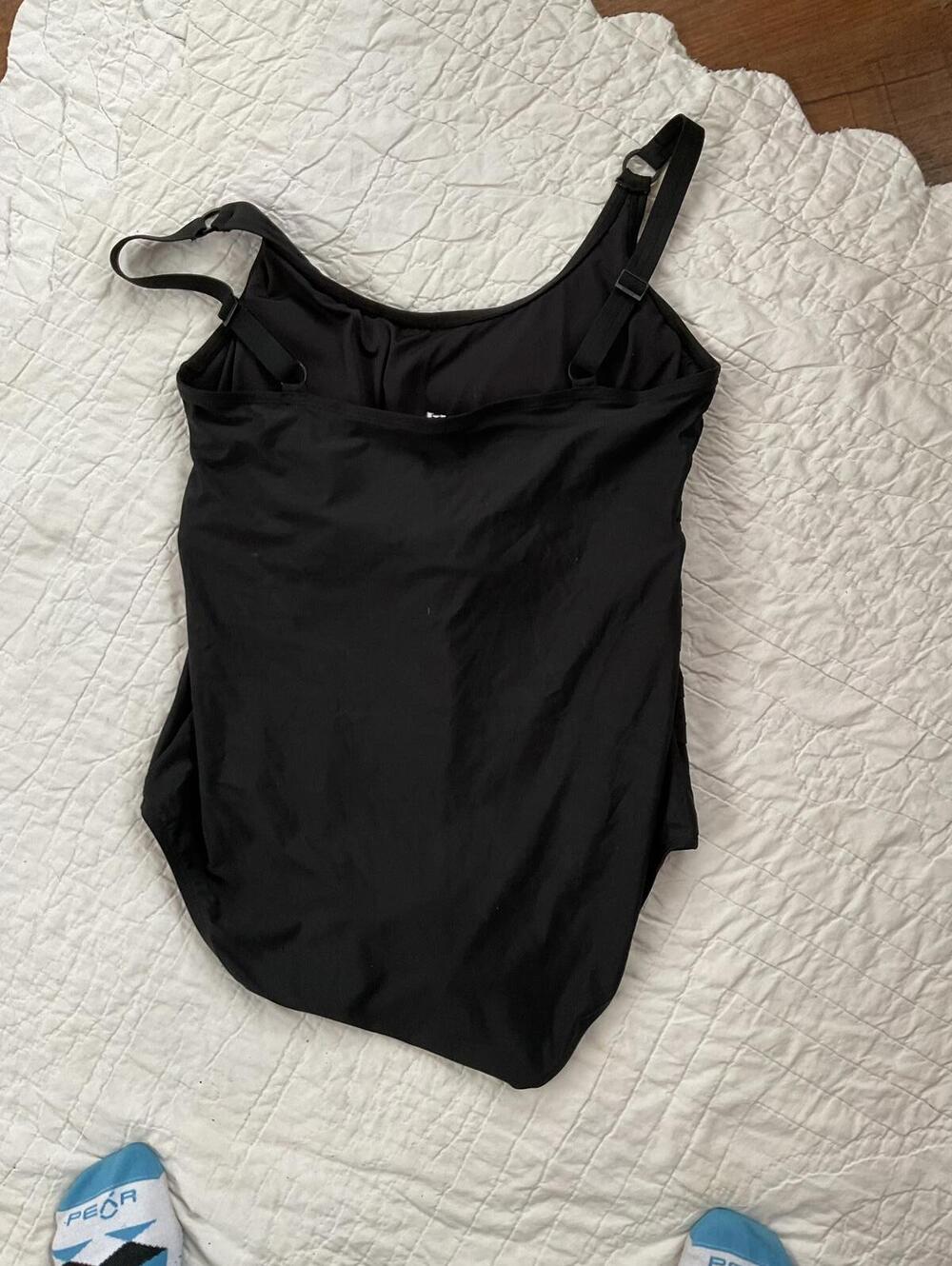 NWT DKNY Black One-Piece Swimsuit with Layered Front Detail Size XXL - Picture 4 of 5